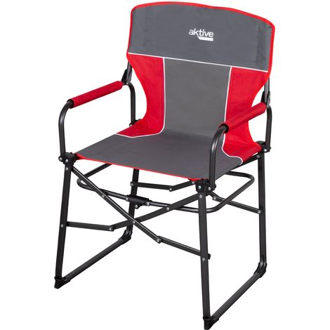 Chaise de réalisateur de camping pliante anti-roulis avec base pliable compacte, grise (1/5)