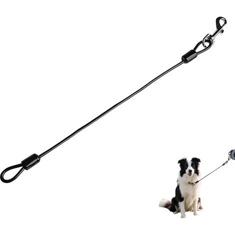 1 - Laisse Chien - Corde Acier - Anti Morsure - Résistance Renforcée Et Rotation 360° Pour Promenade Extérieure Et Sport Noir 48 cm (1/5)