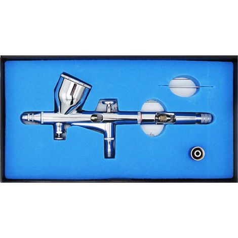 Juego de aerógrafo de doble acción con alimentación por gravedad de 0,2 mm con depósito de 9 cc para pintura, tatuajes, decoración de pasteles, manicura y maquillaje (Tipo 3). (1/5)