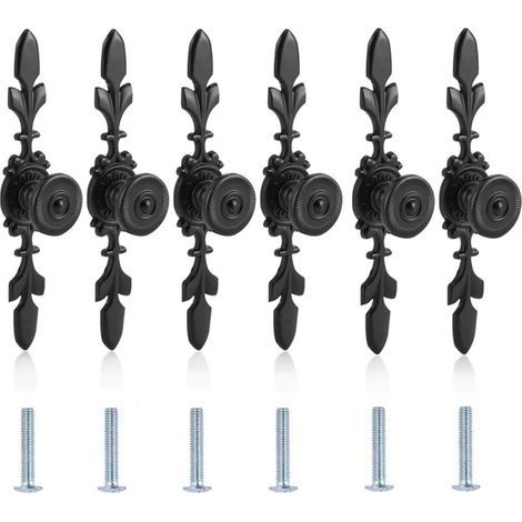 Ineasicer 6 Pièces Boutons de Porte de Poignée de Style Vintage,Poignées de Placard Noir,Vintage Style Pull Poignée Bouton,avec Vis,pour Meubles,Maison,Tiroir,Armoire,Commode,Placard(Noir) (1/4)