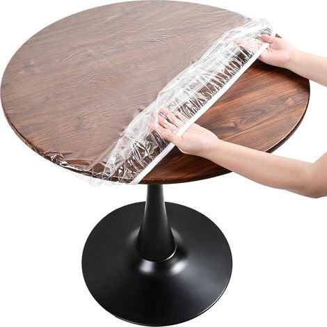 Nappe de table transparente Ronde 70cm avec élastique, résistante aux intempéries et imperméable