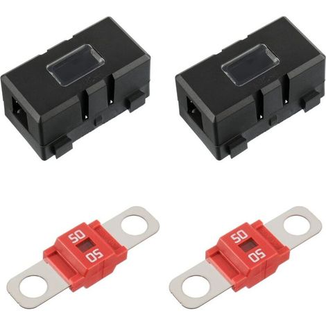 Lot de 2 ANS Porte Fusibles de Voiture et 2 Fusibles Midi Boulonnés à Courant élevé 50A pour Voitures, Camions, Véhicules (1/4)