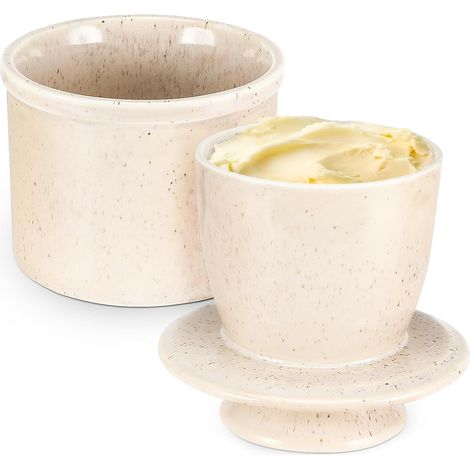 Beurrier en Porcelaine,Beurrier à glaçage réactif (Blanc) (1/5)