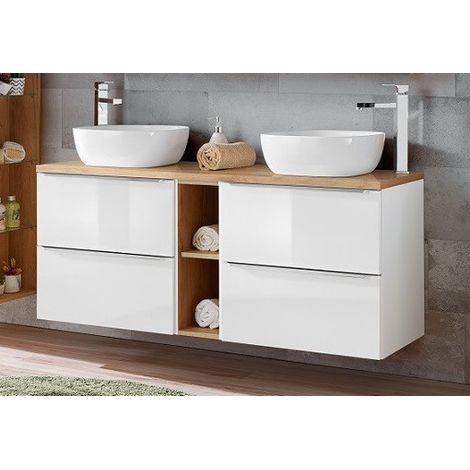 Ensemble meuble sous-vasque + vasque à poser - 140 cm - Elise White - Livraison gratuite