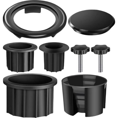 Juego de 7 adaptadores para base de sombrilla, columna central de 48/38/32 mm, con tapa protectora para la abertura de la sombrilla, color negro. (1/5)