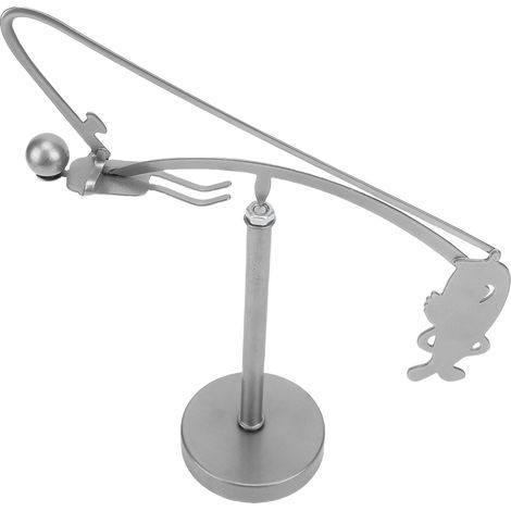Sculpture d'équilibre de pêcheur en métal, jouet d'équilibre cinétique de bureau, objet de décoration ou cadeau. (1/5)