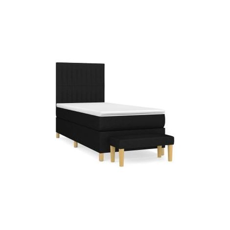 Sommier à lattes de lit et matelas Noir 80x200 Tissu (1/5)