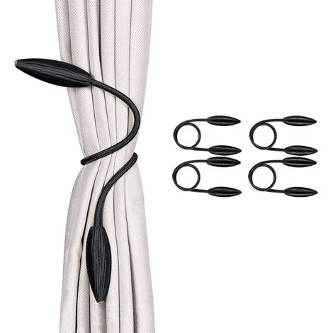 MINKUROW Set Di 4 Fermacravatte Per Tende Decorative Creative In Stile Europeo Per Finestre Di Casa E Ufficio (Nero) (1/5)