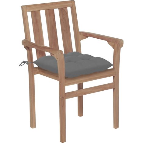 Maison Exclusive - Gartenstühle 2 Stk. mit Grauen Kissen Massivho