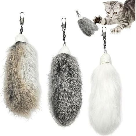 Cat Toy, Rabbit Fur Toy for Cat, Furry Interactive Plush Toys Kitten Replacement for Cat Games Chew Clean Teeth Hunting (1/5)