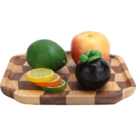 Plateau de service en bois pour thé, fruits, salade ou pain - 25x25cm - Idéal pour cuisine et table (1/5)