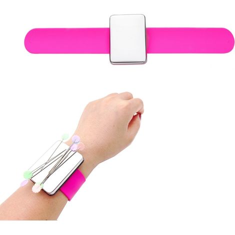 Bracelet magnétique à coudre avec pince, bracelet magnétique pour épingles à coudre, bracelet porte-épingles, coussin de bras portable, rose (1/5)