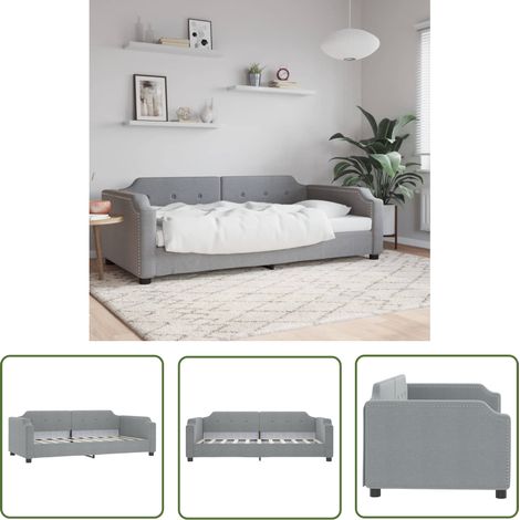The Living Store Tagesbett Hellgrau 80x200 cm Stoff - Schlafsofa - Bett - Gästebett - Wohnzimmermöbel - Schlafzimmermöbel (1/5)