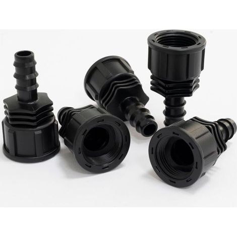 Lot de 5 Raccords femelles cannelés Ø16 mm x 3/4' à écrou pour tuyau goutte à goutte de Ø16 mm - connecteur pour système d'irrigation arrosage (1/5)