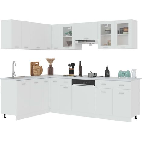 Maison Exclusive - Set Armadi da Cucina 11 pz Lyon Bianco in Truciolato
