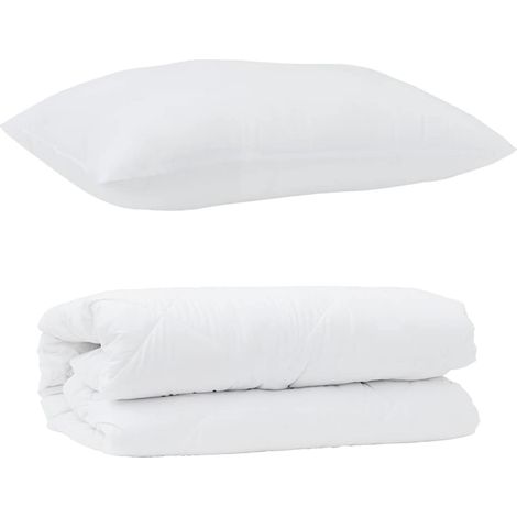 Ensemble de Duvet avec oreiller 2 pcs，Couette Blanc Microfibre CFW70956 (1/5)