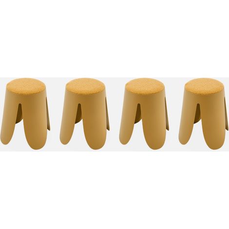 Taburetes apilable de borreguito texturizado, set de 4
