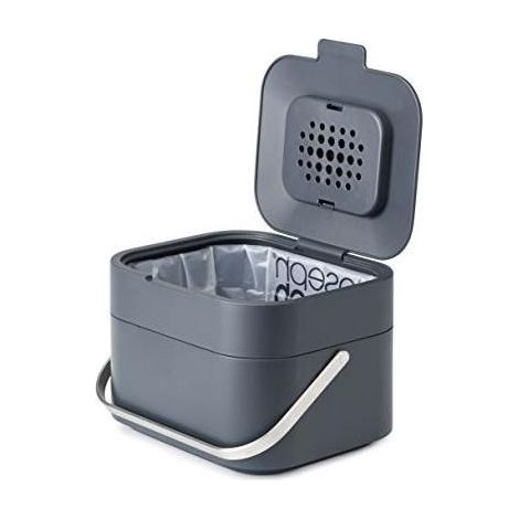 Cubo de compostaje Joseph Joseph Stack 4L – diseño ventilado con filtro antiolor reemplazable, tapa abatible, asa de acero inoxidable y cuerpo de polipropileno fácil de limpiar