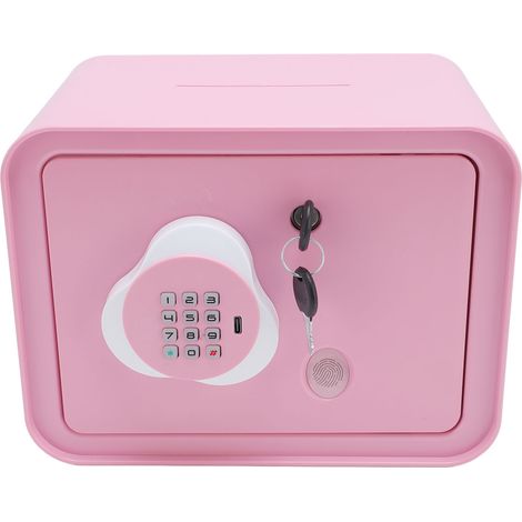 Tirelire pour enfants multifonctionnelle rose, à défilement automatique et déverrouillage par empreinte digitale, grande capacité. (1/5)