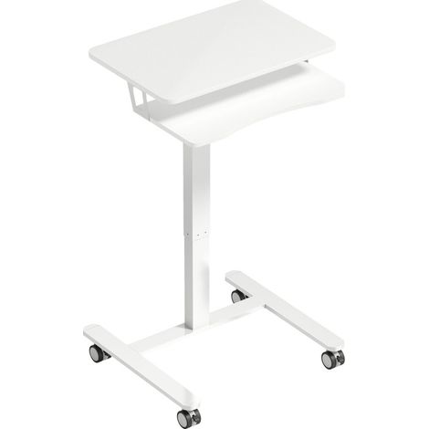 Escritorio elevable con ruedas y bandeja para teclado, armazón de acero, blanco (1/5)