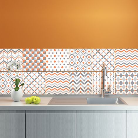 Sticker Mural Carrelage adhésif Cuisine Salle de Bain - 9 STICKERS CARRELAGES ETHNIQUE BOLINAO - 9stickers15x15cm (1/5)