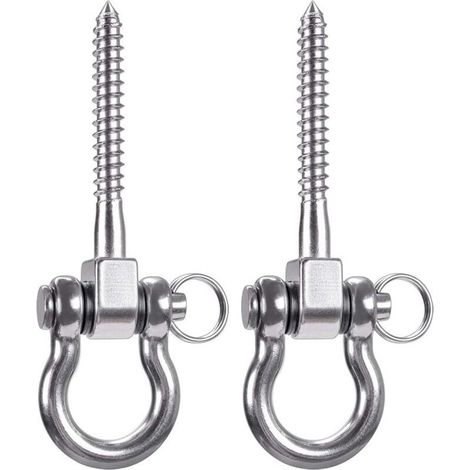Lot de 2 supports de balançoire permanents antirouille en acier inoxydable 304 très résistants à 180°, capacité de 800 kg, pour aire de jeux, hamac, corde, pneu, chaise, sac de frappe, balançoire de p (1/5)