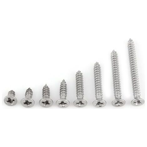 200 pièces M3 en acier inoxydable Phillips vis à tête plate vis à bois vis à bois M3 x 6/8/10/12/16/20/25/30 mm (1/5)