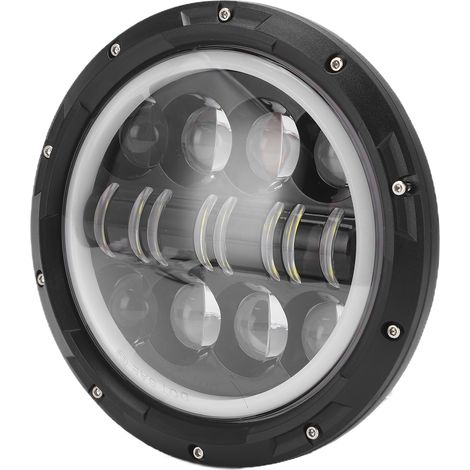 Projecteur LED Motard 7 pouces 80W, anneau Halo DRL blanc/ambre, yeux d'ange, remplacement pour Land Rover Defender 90 1997 (1/5)