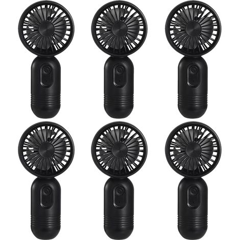 Juego de 6 mini ventiladores portátiles, bonitos ventiladores de mano que funcionan con pilas, ligeros y portátiles. (1/4)
