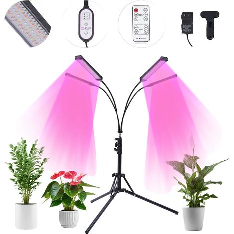 Lámpara LED de cultivo, 30 W de potencia, 10 niveles de brillo ajustables, altura del trípode ajustable. (1/5)