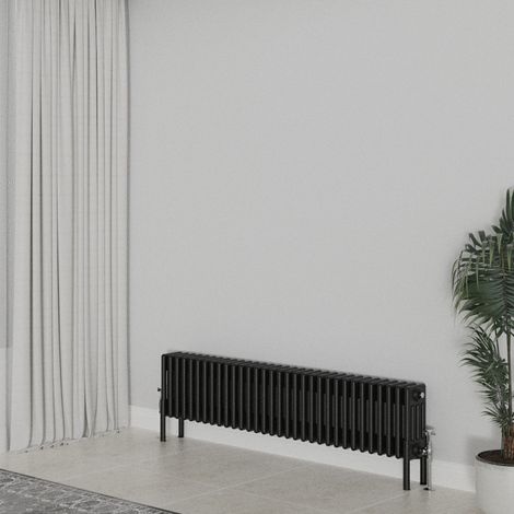 WarmeHaus Traditional Radiator 300x1460mm Black 4 Column Heater (1/5)