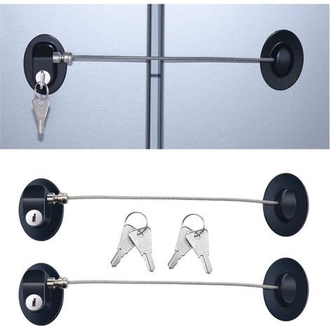 3 Pièces de Serrure de la Porte du Réfrigérateur Serrure Adhésive Forte de Porte du Congélateur Verrou de Tiroir de Fichier Serrure d'Armoire de Sécurité Enfant(Noir) (1/5)