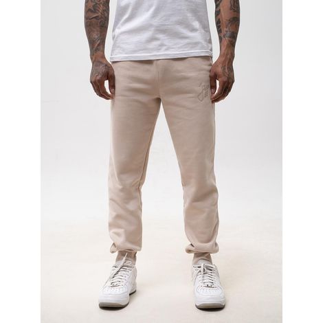 Pantalones deportivos beige para hombre Jigga Wear, talla peque帽a, etiqueta escrita L (1/5)
