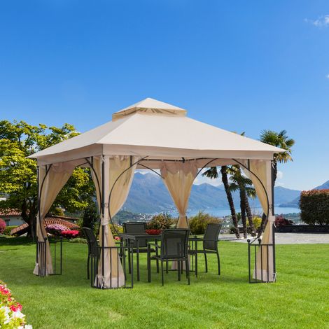 Pavillon jardin tonnelle moustiquaire double toit 295 cm HAVRYA (1/4)