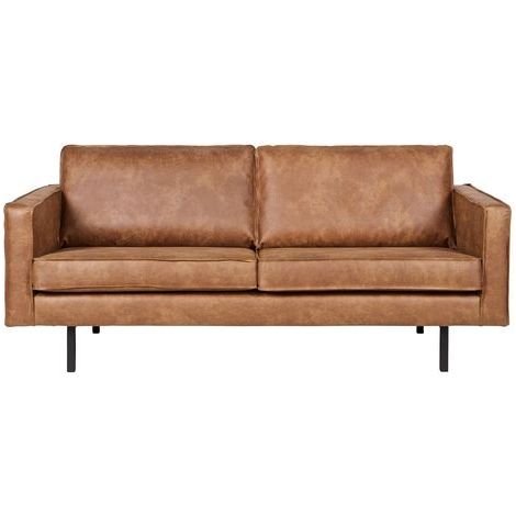 Canapé 2,5 places 190x86x85 cm en cuir cognac - TARVO (1/3)