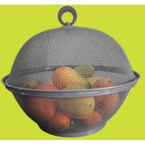 Corbeille à Fruits et Légumes Gris en Fer avec Couvercle