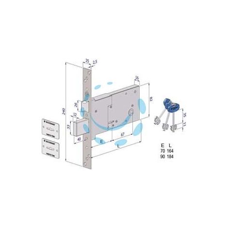SERRATURA DA INFILARE PER FASCE DOPPIA MAPPA MM.82 H 2010 - mm.90 (2010UZB9025AB3)