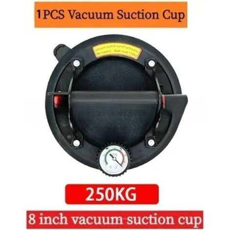 8" Ventouse Carrelage avec Manomètre, Ventouse Vitrier Capacité de Charge Max 200 kg, Professionnelles Ventouses à Vide avec Boîte de Transport pour Verre, Carreaux, Marbre (1/5)