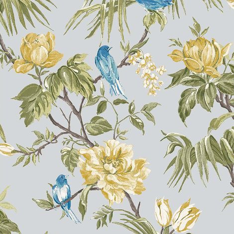Next BIRDS & BLOOMS Grau Vliestapete 10mx52cm
