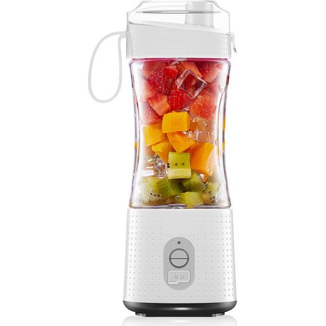 Tragbarer elektrischer Mixer, individueller Entsafter, mit einem 4000 mAh USB-Akku zum Aufladen für Smoothies und Milchshakes (weiß).