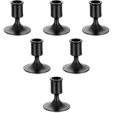 Black Halloween Candlestick Set - Set of 6 Small Metal Decorative Wedding Candlesticks for Pillar Candles, Christmas Home Decoration, Advent Calendar, Modern Centerpiece (1/5)