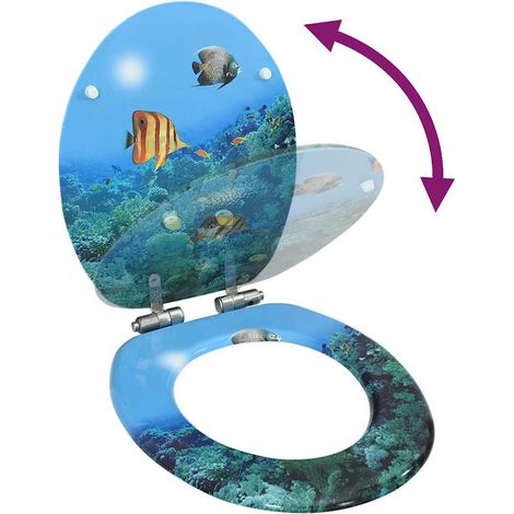 vidaXL Tapa de váter WC de cierre suave MDF diseño fondo submarino (1/2)