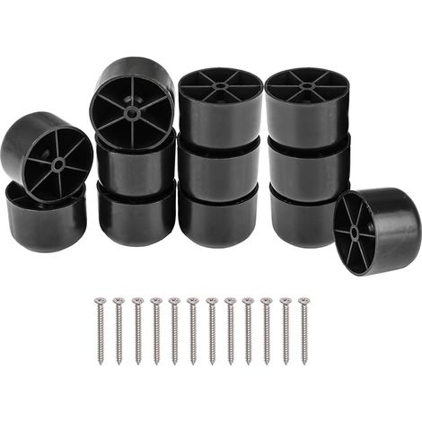 12 pièces Meubles Noirs Pieds de Jambe 50x35 mm Rond en Plastique pour canapé canapé (1/5)