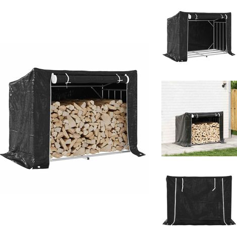 Portant de bois de chauffage et housse de pluie acier galvanisé - Support De Bois De Chauffage - Supports De Bois De Chauffage - Stockage De Bûches - Porte-bûches (1/5)