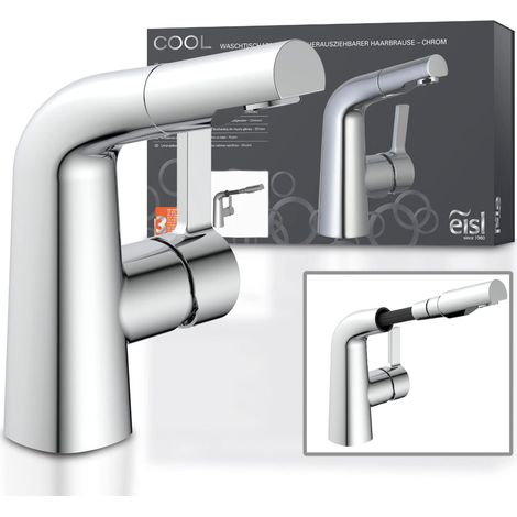 EISL COOL NI075COCR, rubinetto bagno lavabo, rubinetto da bagno con doccetta estraibile, miscelatore per lavabo con doccetta, miscelatore lavabo bagno, cromo (1/5)