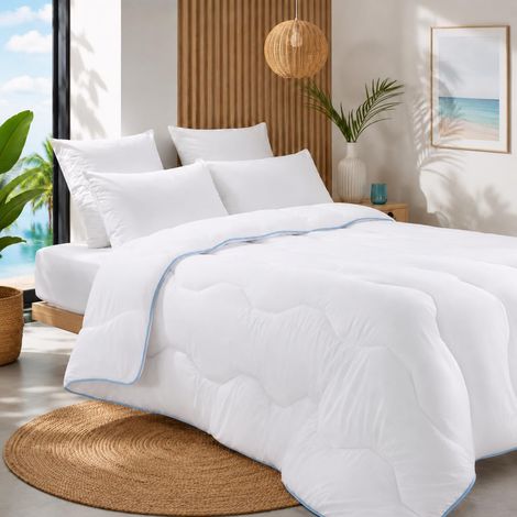 Couette Légère Spéciale-Transpiration - 200g/m² - pour lit de 1 Personne - 200x200 cm - Blanc - Fabriqué en France