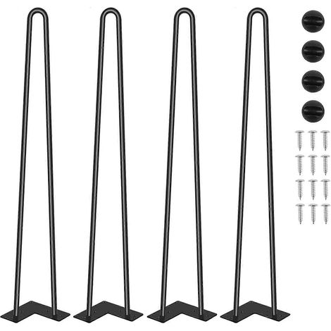 Verstellbare Schrankbeine, Haarnadelbeine, robuste Metall-Tischbeine, 71 cm (28 Zoll), 4 Stück Möbelbeine mit Schrauben und Schutzfüßen für Schreibtisch, Bank, Couchtisch – Groß – Schwarz