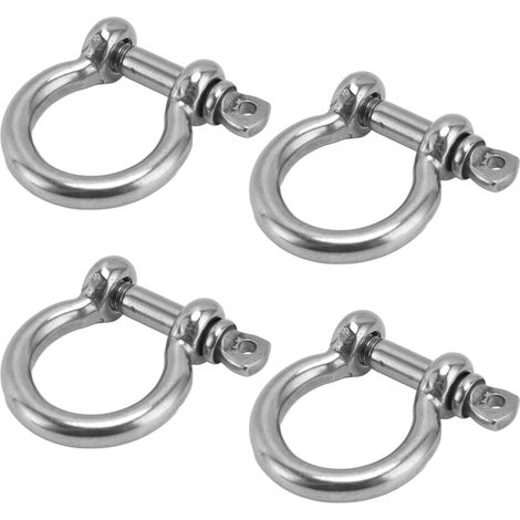 Lot de 4 Anneaux en Acier Inoxydable 304 avec Axe Fileté M8 pour Élingue, Ancre et Levage, Forme D (1/5)
