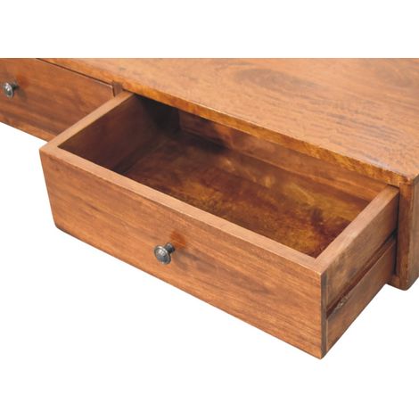 Console murale Lunar en châtaignier avec 2 tiroirs – meuble design salle à manger, couloir, entrée (1/4)