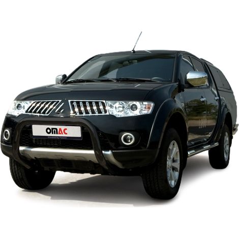 Pare-Buffle Avant Pour Mitsubishi L200 2006-2009 Acier Inox Noir (1/5)